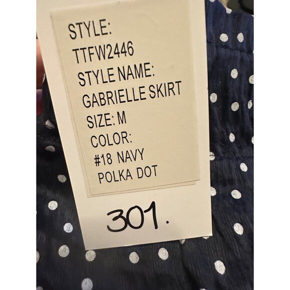 Taylor Tillman New York Gabrielle Navy Polka Dot Tiered Midi Skirt M $215 - Picture 3 of 6